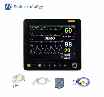 Monitor de doentes de alto desempenho multiparamétrico ECG/ HR/ RESP/ SPO2/ NIBP/ Temp
