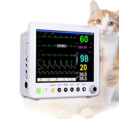 3.8 Kg Monitor veterinário multiparamétrico com ECG/ HR/ RESP/ SPO2/ NIBP/ Temp