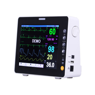 Monitor de Paciente Multiparamétrico Portátil de 8 Polegadas para Uso Humano com ECG de 7 Canais e Alarme de 3 Níveis
