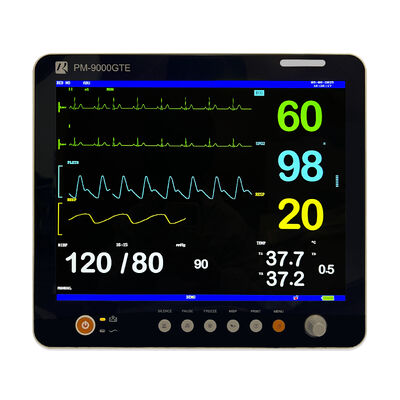 Monitor portátil de pacientes multiparâmetros com tela LCD colorida de 15 polegadas com carrinho / suporte de parede montável e design leve de 5 kg