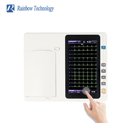 Monitor de ECG portátil de 6 canais Analisador de tela sensível ao toque Recarregável Construído em bateria de iões de lítio