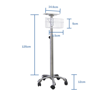 Tamanho de embalagem 69cm L X 21cm W X 46cm H Carrinho de monitoramento do paciente com altura do cabo 140cm