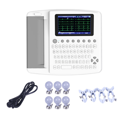 Máquina de ECG de seis canais com derivações únicas/múltiplas e armazenamento de dados interno/externo