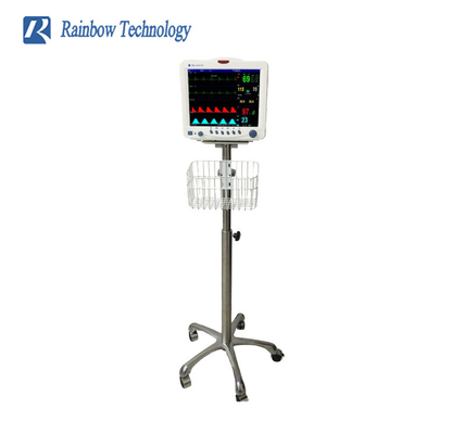 Monitor de pacientes de UTI de parâmetros múltiplos Preço Hospital Monitor de pacientes médicos Mobile Stand Movable Cart Trolley