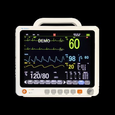 Monitor de Paciente Multiparamétrico Portátil de 12,1 Polegadas com Tela Sensível ao Toque e Display LCD Colorido para Monitoramento de ECG/FC/RESP/SpO2/PNI/Temp