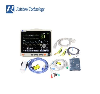 Monitor de Paciente Multiparamétrico de 12,1 Polegadas com LCD TFT Colorido de Alta Resolução Análise de Arritmia e Cálculo ST