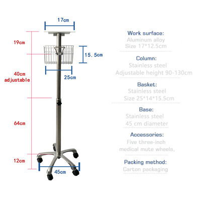 Regular Durável de aço inoxidável Hospital Comercial Moderno Monitor do Paciente Carrinho/Cartão 5 Castor Limpo Fácil