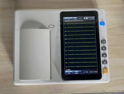 Dispositivo de ECG/EKG médico portátil de tela LCD de 6 canais e 7 polegadas com fonte de alimentação para hospitais