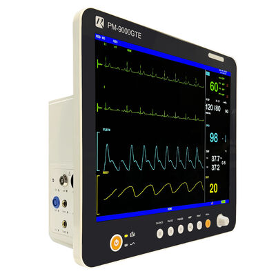 Monitor portátil de pacientes multiparâmetros com tela LCD colorida de 15 polegadas com carrinho / suporte de parede montável e design leve de 5 kg