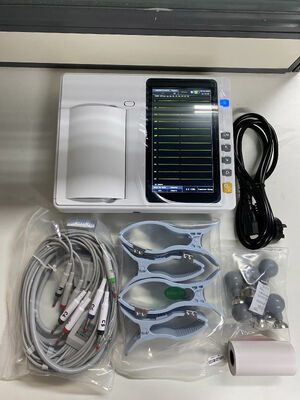 Máquina de ECG portátil de 3/6 canais com impressora térmica de tela sensível ao toque de 7 polegadas para análise em tempo real/offline