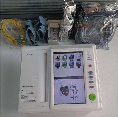 Máquina de ECG de 12 canais Monitor portátil de EKG portátil com tela sensível ao toque de 10,2" e bateria embutida