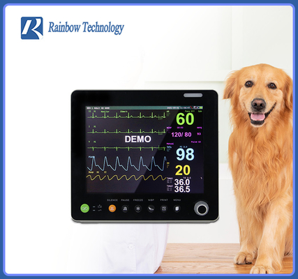 Temp médico Vital Signs Monitor Multiparameter Portable da anestesia do veterinário animal