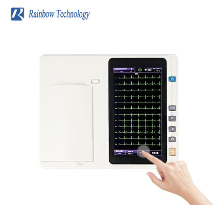 Máquina de ECG Digital de 6 Canais com Tela Sensível ao Toque de 7 Polegadas e Impressora Térmica para Hospitais e Clínicas